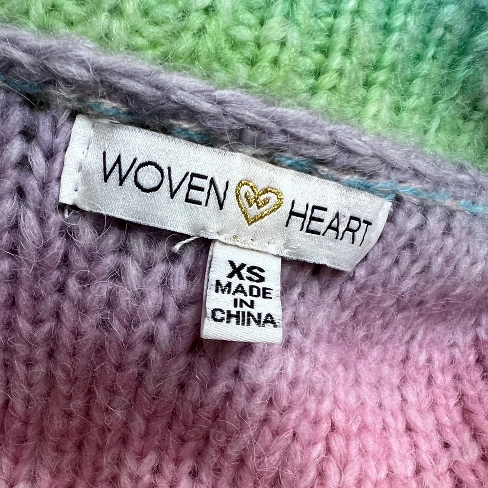 Woven Heart Pastel Rainbow Women's Sweater